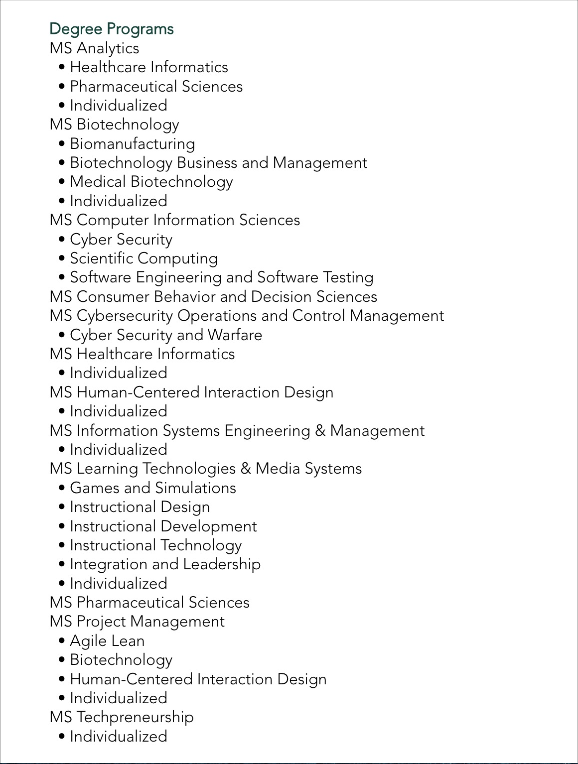 Degree Programs
